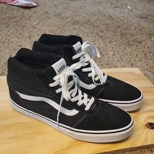 Vans Women's Black and White High-Top Sneakers